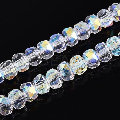 Electroplate Transparent Glass Beads Strands EGLA-N022-05B-C07-1