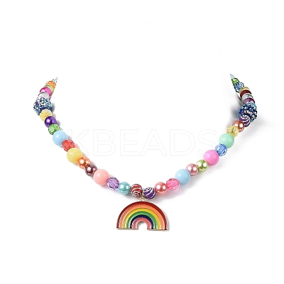 Rainbow Theme Bracelets & Necklaces Sets for Kids SJEW-JS01266-1