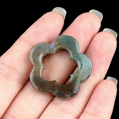 Natural Indian Agate Hollow Flower Pendants PW-WG95796-05-1