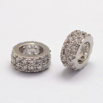 Brass Micro Pave Cubic Zirconia European Beads ZIRC-D113-31P-FF-1