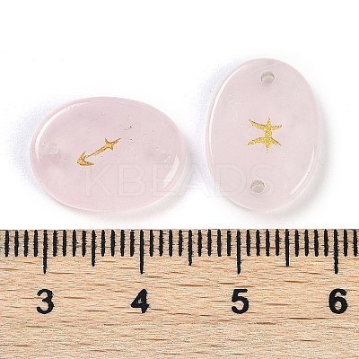 12Pcs 12 Styles Twelve Constellation Natural Rose Quartz Flat Oval Links Connector Charms G-K359-05B-1