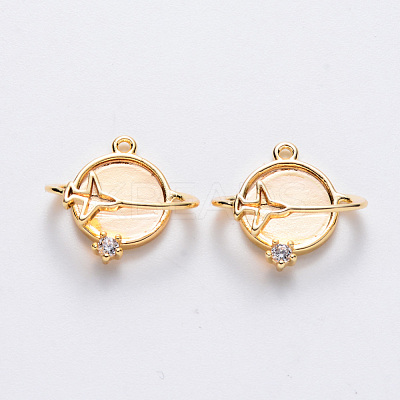 Brass Cubic Zirconia Universe Space Charms KK-T049-037G-NF-1