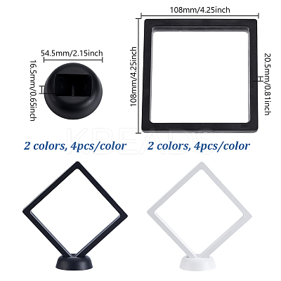 8Pcs 2 Colors Square Transparent PE Thin Film Suspension Jewelry Display Boxes ODIS-GA0001-70-1