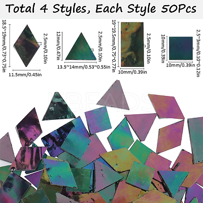 200Pcs 4 Styles Rainbow Iridescent Glass Cabochons MOSA-SP0001-03-1