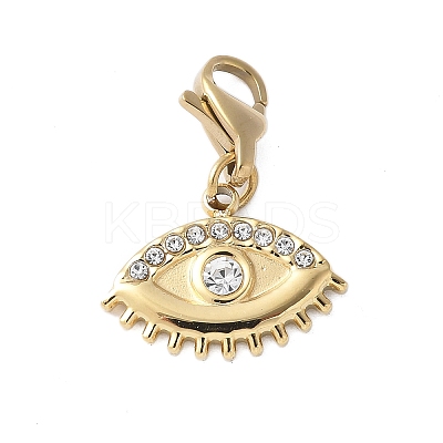 304 Stainless Steel Rhinestone Eye Pendant Decoration STAS-S165-33G-1