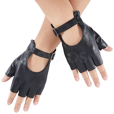 PU Leather Half-finger Gloves AJEW-WH20816-196A-1