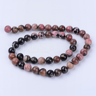 Natural Rhodonite Beads Strands X-G-Q462-8mm-25-1