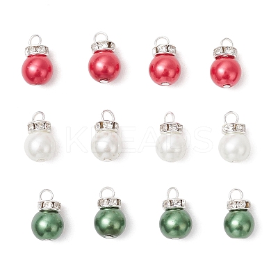 12Pcs 3 Colors Baking Paint Pearlized Glass Pearl Beads Pendants PALLOY-TA00284-1