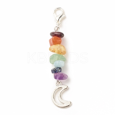 Chakra Theme Natural Gemstone Pendant Decorations HJEW-JM00645-02-1