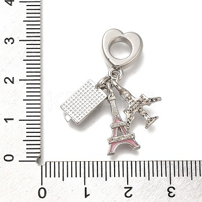Rack Plating Alloy Crystal Rhinestone European Dangle Charms PALLOY-P307-21P-1