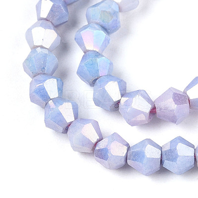 Anti-Tarnish Electroplate Bicone Glass Beads Strands EGLA-T021-4mm-16-06-1