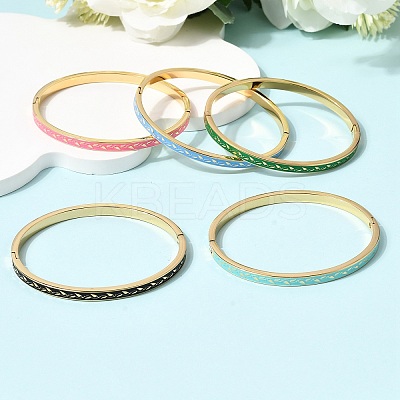 304 Stainless Steel Enamel  Bangles BJEW-D408-36G-1
