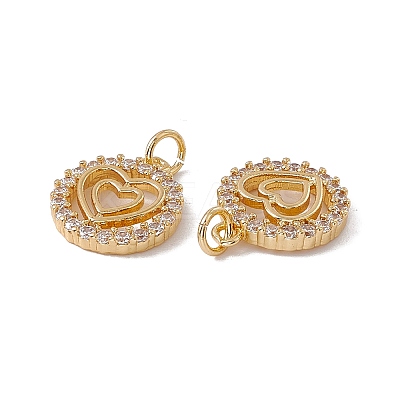 Brass Micro Pave Clear Cubic Zirconia Pendants KK-G439-21G-1