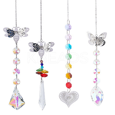 4Pcs 4 Style Hanging Suncatcher AJEW-SC0001-53-1