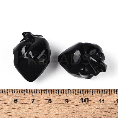 Natural Obsidian Heart Beads G-T144-04D-1