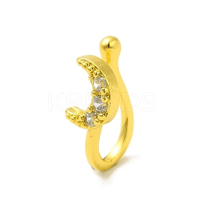 Clear Cubic Zirconia Moon Clip on Nose Rings LS-AJEW-F059-13G-1