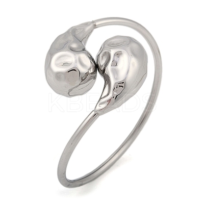 Non-Tarnish 304 Stainless Steel Textured Teardrop Bangles BJEW-M042-03P-1