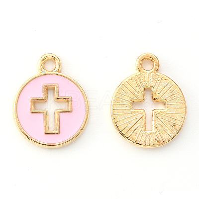 Light Gold Plated Alloy Enamel Pendants LS-X-ENAM-R136-18B-1