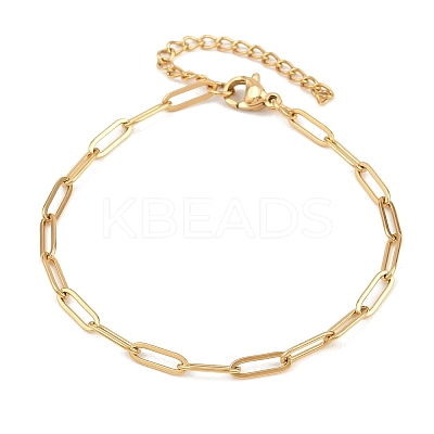 201 Stainless Steel Paperclip Chains Bracelets for Women LS-BJEW-G767-01E-G-1