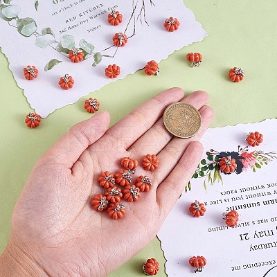 30 Pieces Pumpkin Charms Pendants Thanksgiving Pumpkin Charms Alloy Enamel Charm for Jewelry Necklace Bracelet Earring Making Crafts JX294A-1