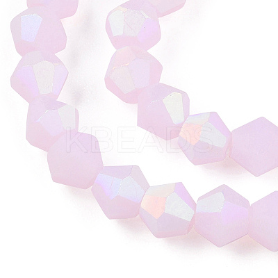 Imitation Jade Bicone Frosted Glass Bead Strands GLAA-F029-JM4mm-A02-1