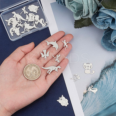 22Pcs 11 Style 201 Stainless Steel Charms STAS-UN0023-63-1