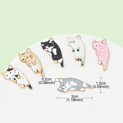 10Pcs 5 Style Printed Alloy Pendants ENAM-YW0003-61-1