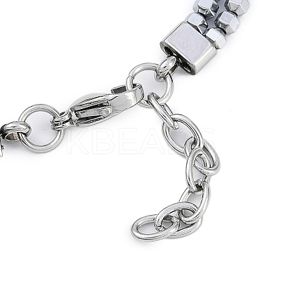 Synthetic Non-magnetic Hematite Beaded Bracelets BJEW-S156-05P-B-1