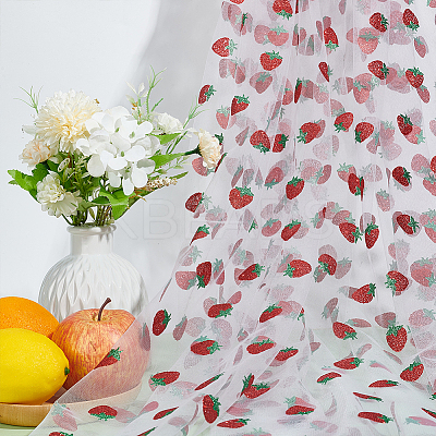 Strawberry Pattern Sequin Mesh Nylon Lace Fabric DIY-WH0453-03-1