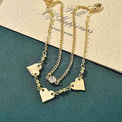 Brass Micro Pave Clear Cubic Zirconia Multi-strand Bracelets BJEW-U020-11G-1