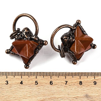Natural Red Jasper Merkaba Star Pendants G-C144-02R-02-1