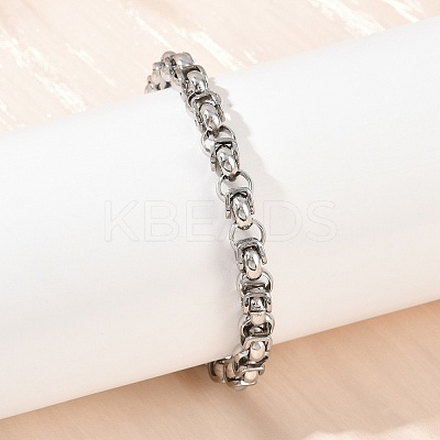 8MM 201 Stainless Steel Byzantine Chain Bracelets for Women BJEW-B143-06-1