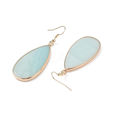 Natural Amazonite Teardrop Dangle Earrings EJEW-G331-01G-10-1