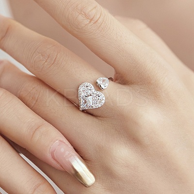 Rhodium Plated 925 Sterling Silver Birthstone Ring RJEW-F150-52P-1