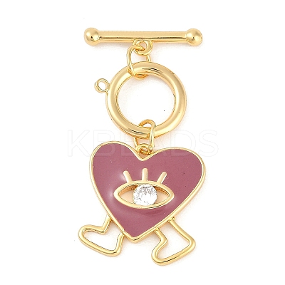 Brass Micro Pave Clear Cubic Zirconia Toggle Clasps KK-K391-25G-1