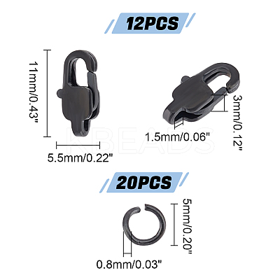 12Pcs Ion Plating(IP) 304 Stainless Steel Lobster Claw Clasps STAS-UN0040-75-1