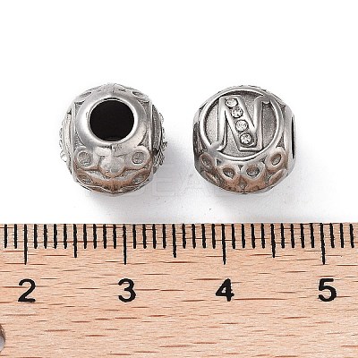 304 Stainless Steel Rhinestone European Beads STAS-A092-10N-P-1
