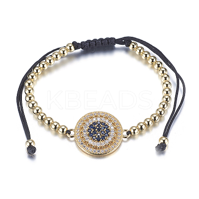 Adjustable Brass Braided Beaded Bracelets LS-BJEW-F282-29G-RS-1