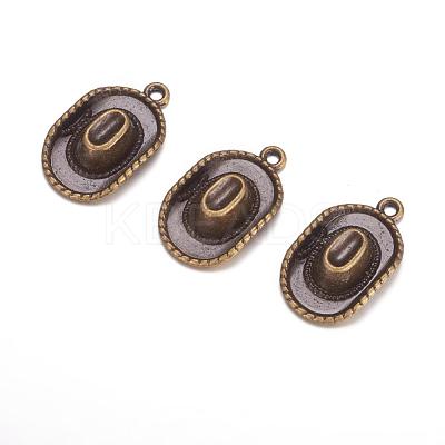 Tibetan Style Alloy Hat Pendants TIBEP-1023-AB-FF-1