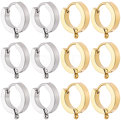 16Pcs 2 Colors 304 Stainless Steel Huggie Hoop Earrings Findings STAS-BBC0009-68C-1