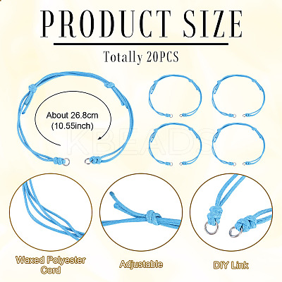 20Pcs Waxed Polyester Cord Bracelet Making AJEW-TAC00089-1