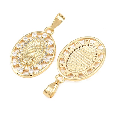 Brass Micro Pave Cubic Zirconia Pendants KK-C162-095G-1
