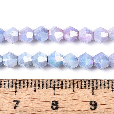 Anti-Tarnish Electroplate Bicone Glass Beads Strands EGLA-T021-4mm-16-06-1