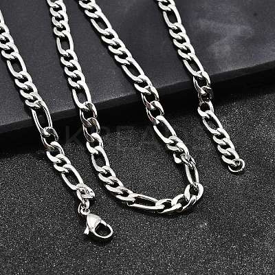 Tarnish Resistant Trendy Unisex 304 Stainless Steel Figaro Chain Necklaces LS-STAS-E063-08-1