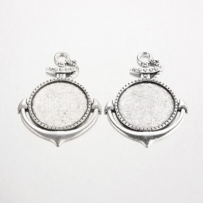 Anchor Tibetan Style Alloy Big Pendant Cabochon Bezel Settings PALLOY-K109-18AS-RS-1