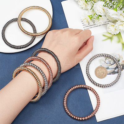 8Pcs 4 Colors Steel Wire Wrap Chain Stretch Bracelets Set BJEW-BC0001-21-1