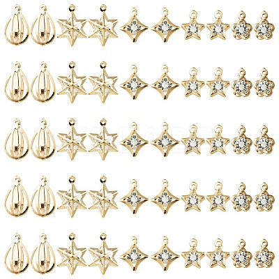 50Pcs 5 Style Rack Plating Iron Charms FIND-YW0003-87-1