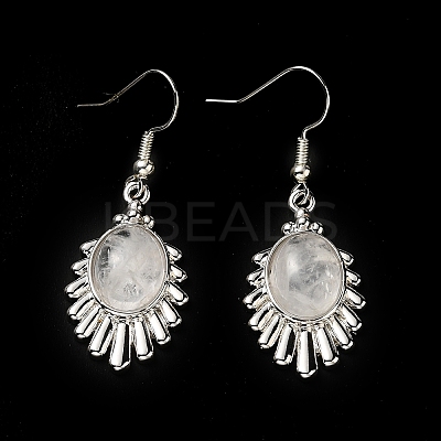 Natural Quartz Crystal Teardrop Dangle Earrings EJEW-K246-01P-03-1
