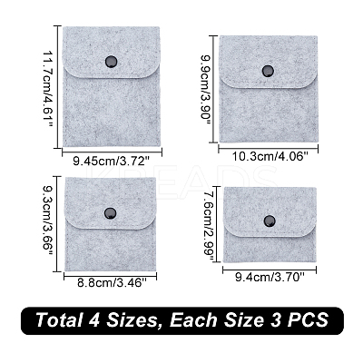 12Pcs 4 Styles Portable Felt Card Cover Bag ABAG-GA0001-21B-1