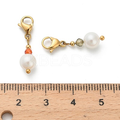 ABS Imitation Pearl & Glass Round Pendant Decorations STAS-K306-47G-1